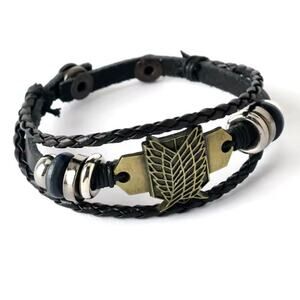 Attack on Titan Scout Regiment Leather Bracelet – Survey Corps Emblem Wristband